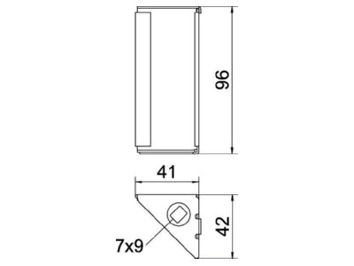 Mazeichnung OBO DSTK 100 FS Deckelstuetze Systemhoehe 100 mm
