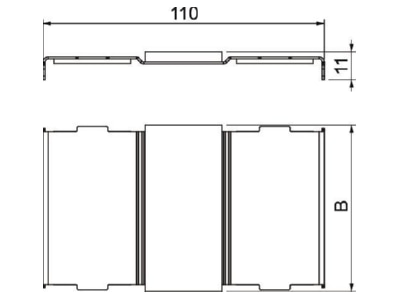 Mazeichnung OBO PLM LS 100 Deckelunterstuetzung f 100 mm Kanalbreite