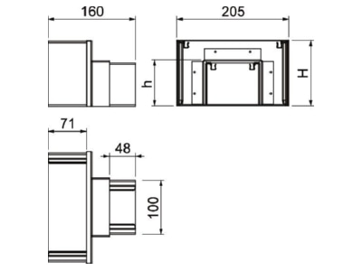 Dimensional drawing OBO PLM RP 1220 FS Coupler for fire resistant duct