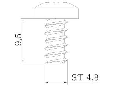 Mazeichnung OBO SPHS 4 8x9 5 G Linsenkopf Blechschraube