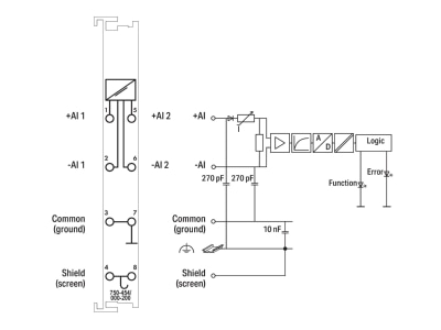 Circuit diagram WAGO 750 454 000 200 Fieldbus analogue module 2 In   0 Out