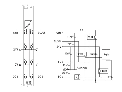 Circuit diagram WAGO 750 404 000 003 Fieldbus function  technology module