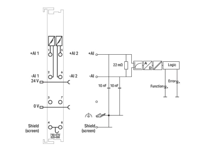 Circuit diagram WAGO 750 475 020 000 Fieldbus analogue module 2 In   0 Out