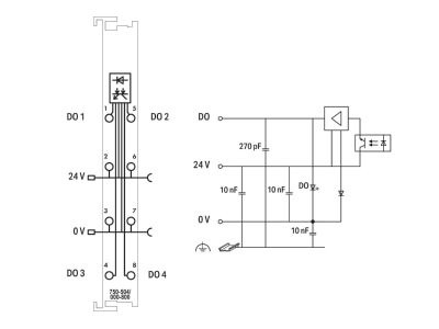 Schaltbild WAGO 750 504 000 800 Kontaktelement 4DO 24V DC 0 5A R