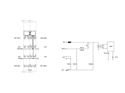 Circuit diagram WAGO 750 439 Fieldbus digital module 8 In   0 Out
