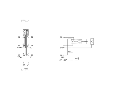 Circuit diagram WAGO 750 538 Fieldbus digital module 0 In   2 Out