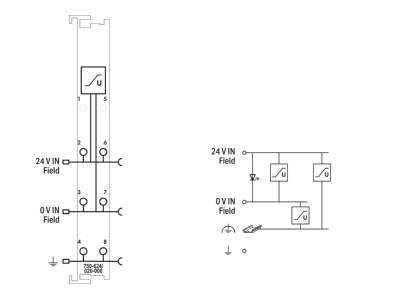 Circuit diagram WAGO 750 624 020 000 Fieldbus power supply segment module