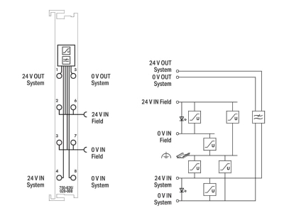 Circuit diagram WAGO 750 626 020 000 Fieldbus power supply segment module