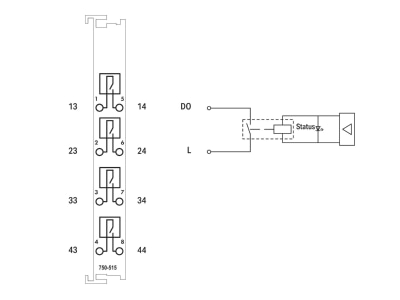 Circuit diagram WAGO 750 515 Fieldbus digital module 0 In   4 Out