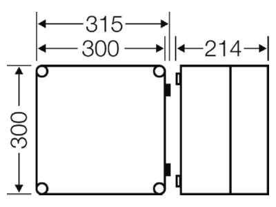 Mazeichnung Hensel Mi 9210 Mi Einzelleergehaeuse 275x275x191mm
