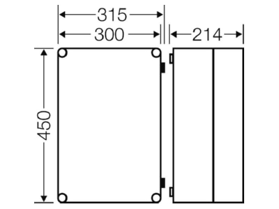 Mazeichnung Hensel Mi 9310 Mi Einzelleergehaeuse 275x425x191mm
