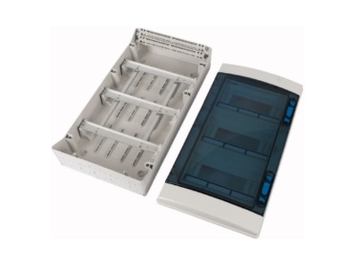 View left 2 Eaton IKA 3 36 ST UV Surface mounted distribution board 586mm
