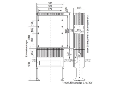 Ma�zeichnung Hager ZAL101 Kabelverteilerschrank Gr 1 1005  leer