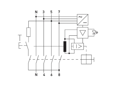 Circuit diagram Doepke DFS4 040 4 0 30 B SK Residual current breaker 4 p
