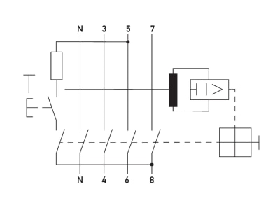 Circuit diagram Doepke DFS4 040 4 0 03 A KV Residual current breaker 4 p
