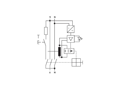 Circuit diagram Doepke DFS4 125 2 0 30 B SK Residual current breaker 2 p
