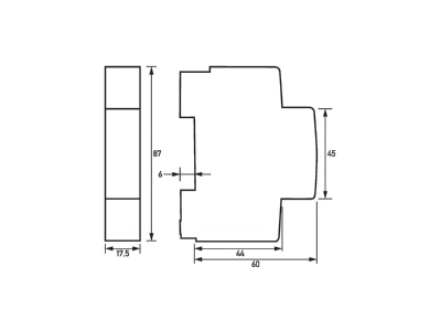 Dimensional drawing Doepke RLR 1 Load shedding relay 6 7   39A