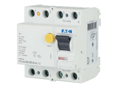 View left 1 Eaton FRCMM25 4 03 A NA110 Residual current breaker 4 p
