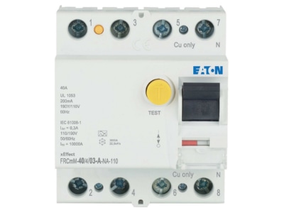 Front view Eaton FRCMM40 4 03 A NA110 Residual current breaker 4 p
