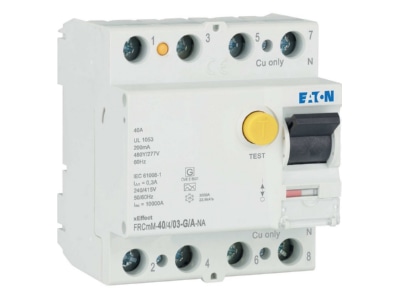 View right 1 Eaton FRCMM 40 4 03 G A NA Residual current breaker 4 p
