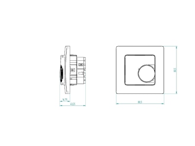 Dimensional drawing Eberle RTR E 8031 50  19187 Room temperature controller UP  changeover contact  230V  RTR E 8031 50 19187