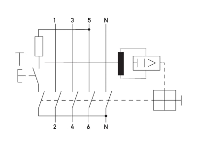 Circuit diagram Doepke DFS4 063 4 0 03 A R Residual current breaker 4 p
