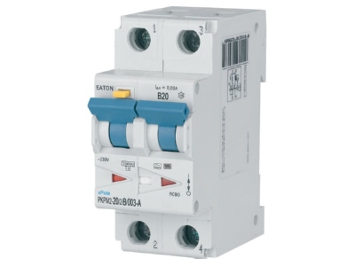 View left 1 Eaton PKPM2 20 2 B 003 A Earth leakage circuit breaker B20 0 03A
