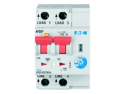 Front view Eaton AFDD 10 2 C 003 A Earth leakage circuit breaker with
