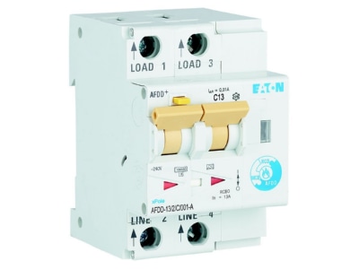 View left Eaton AFDD 13 2 C 001 A Earth leakage circuit breaker with
