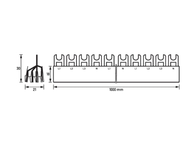 Mazeichnung Doepke GM 4 56 100 10 Phasenschiene 4 polig