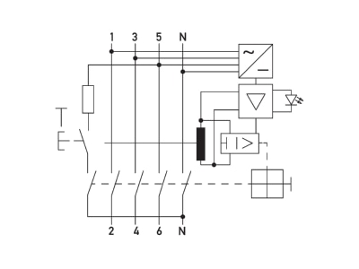 Circuit diagram Doepke DSF4  09156988 Residual current breaker 4 p DSF4 09156988
