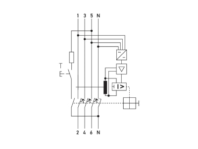 Circuit diagram Doepke DRCBO4B25 0 30 3NBNK Earth leakage circuit breaker B25 0 3A
