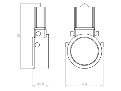 Dimensional drawing Kaiser 1282 30 Recessed installation box for luminaire