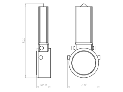 Dimensional drawing Kaiser 1282 40 Recessed installation box for luminaire
