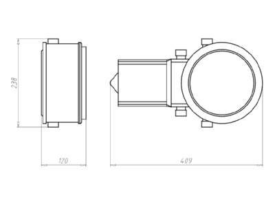 Dimensional drawing Kaiser 1282 72 Recessed installation box for luminaire