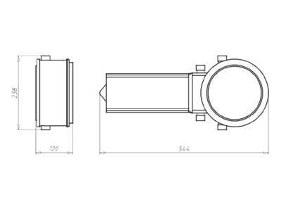 Dimensional drawing Kaiser 1282 76 Recessed installation box for luminaire