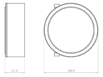 Dimensional drawing Kaiser 1283 00 Recessed installation box for luminaire