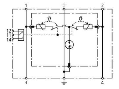 Circuit diagram 2 Dehn DR M 2P 30 FM Surge protection device 24V 2 pole
