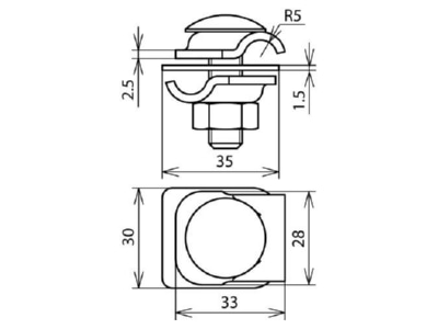 Dimensional drawing 2 Dehn 390 267 T  cross  parallel connector
