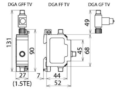 Dimensional drawing 1 Dehn DGA GFF TV Combined arrester for signal systems
