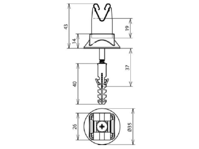 Dimensional drawing 3 Dehn 207 109 Holder for lightning protection
