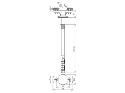Dimensional drawing 2 Dehn 273 731 Rod holder for lightning protection