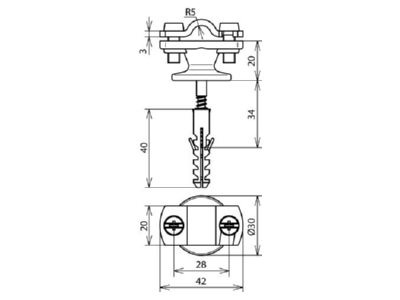 Ma�zeichnung 3 Dehn 275 160 Leitungshalter f  Rd 7 10mm St tZn
