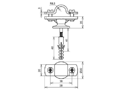 Dimensional drawing 3 Dehn 275 260 Rod holder for lightning protection