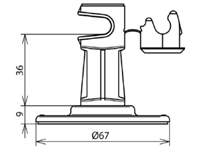 Dimensional drawing 1 Dehn 297 110 Roof holder for lightning protection
