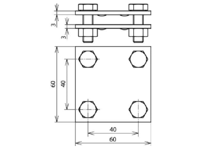 Dimensional drawing 1 Dehn 318 233 Cross connector lightning protection
