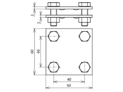 Dimensional drawing 2 Dehn 318 233 Cross connector lightning protection
