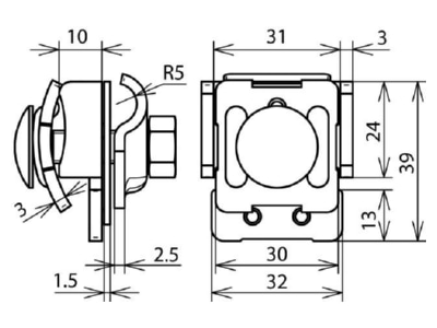 Dimensional drawing 2 Dehn 365 117 Rebate clamp for lightning protection
