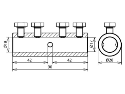 Mazeichnung Dehn 385 216 Verbindungsmuffe Al f  Rd 16 16mm