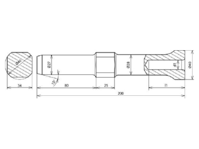 Dimensional drawing 1 Dehn 620 005 Hammer insert for earthing rod
